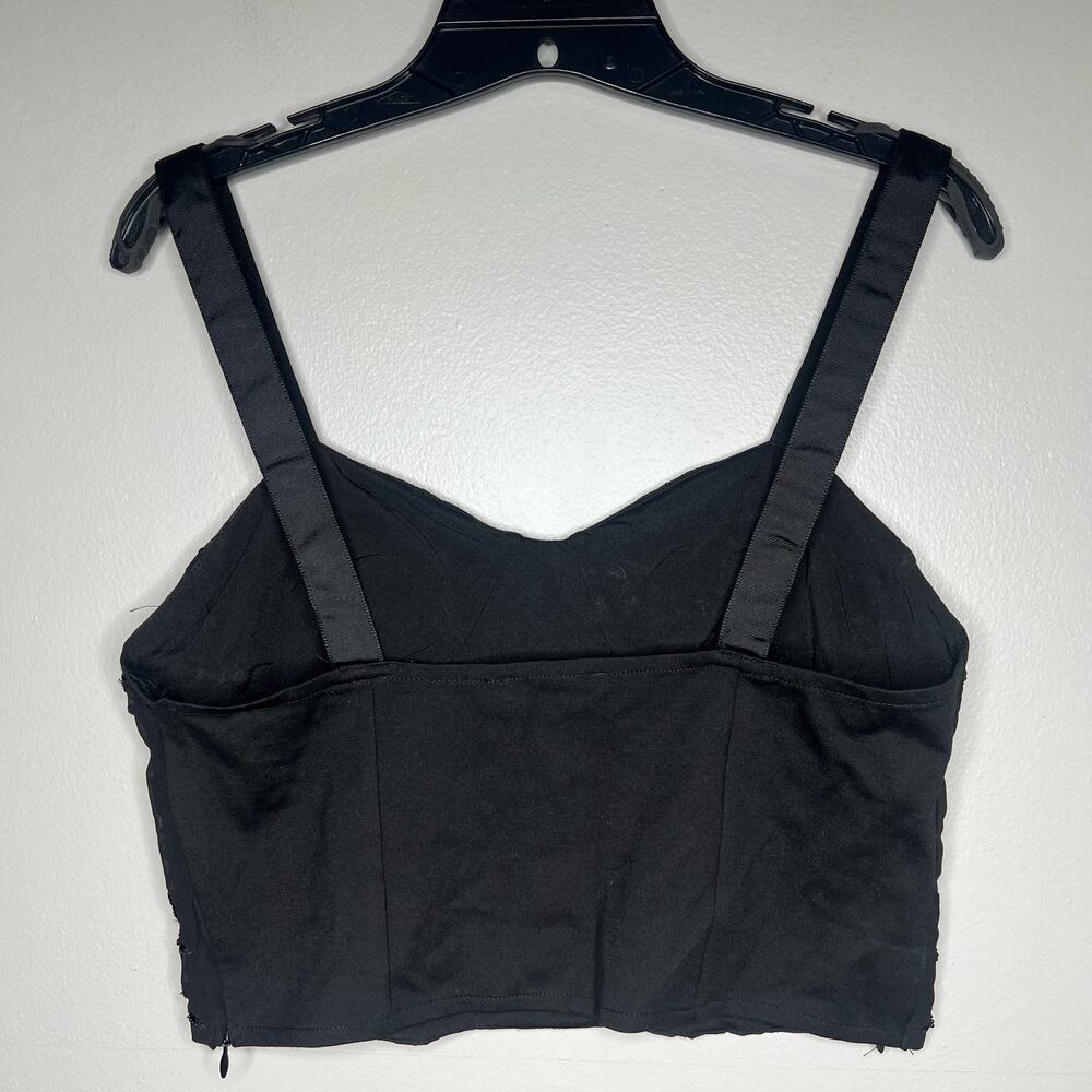Zara Beaded Bustier Style Top Cropped Size Large Black Gold Sleeveless Festival - Picture 8 of 10